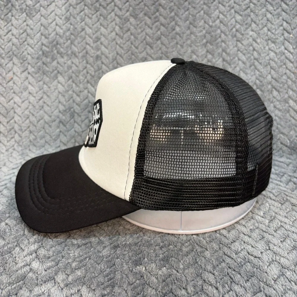 Black White Dice Embroidered Trucker Hat Snapback Mesh Cap 0887